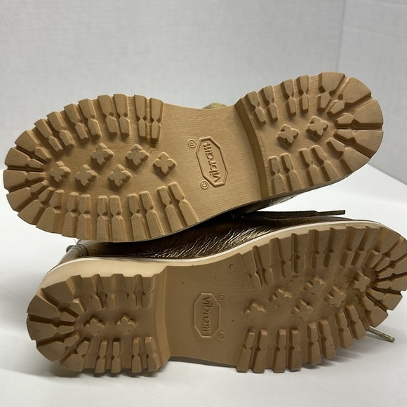 Montelliana 1965 Marlena Hiking Boots Shearling Lined Leather Metallic Gold 38 8 - Picture 11 of 13